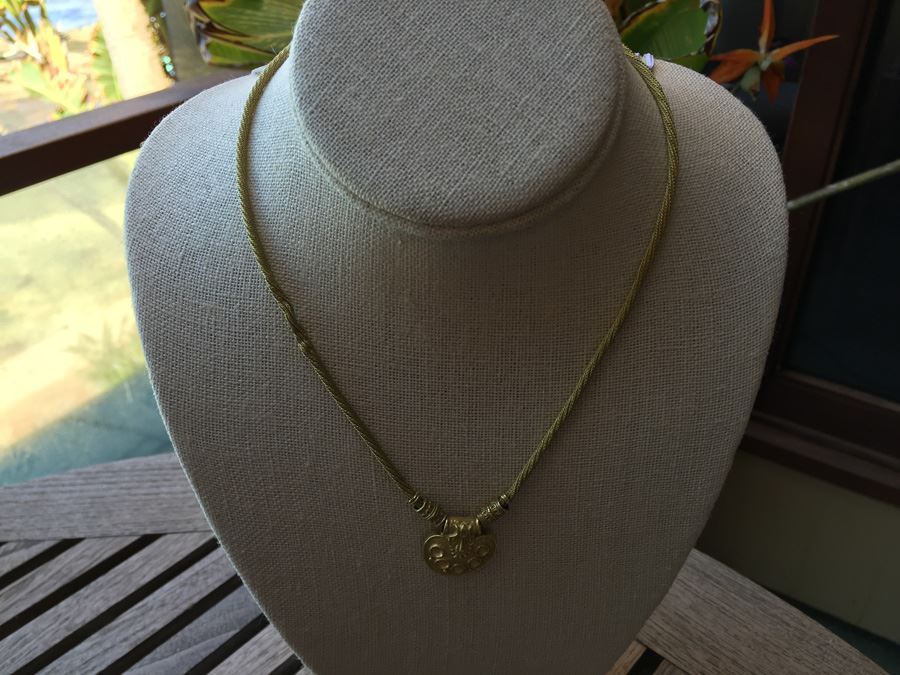 18k Yellow Gold Necklace Adorned With Pendant Italy Wt:20.2g