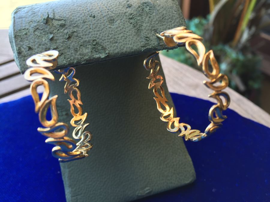 18k Gold Modernist Free Form Earrings 11.6g [Photo 6]