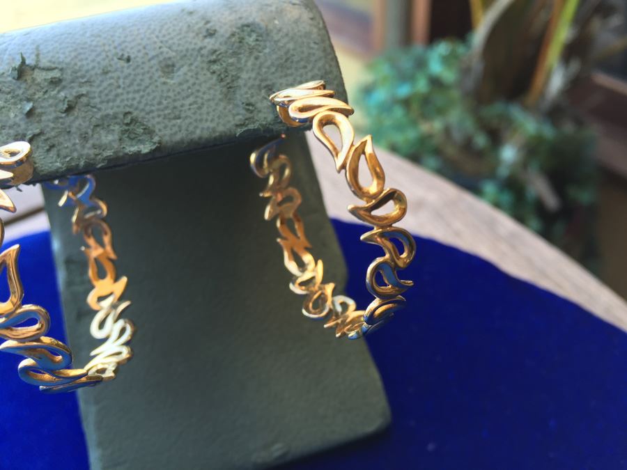 18k Gold Modernist Free Form Earrings 11.6g [Photo 5]