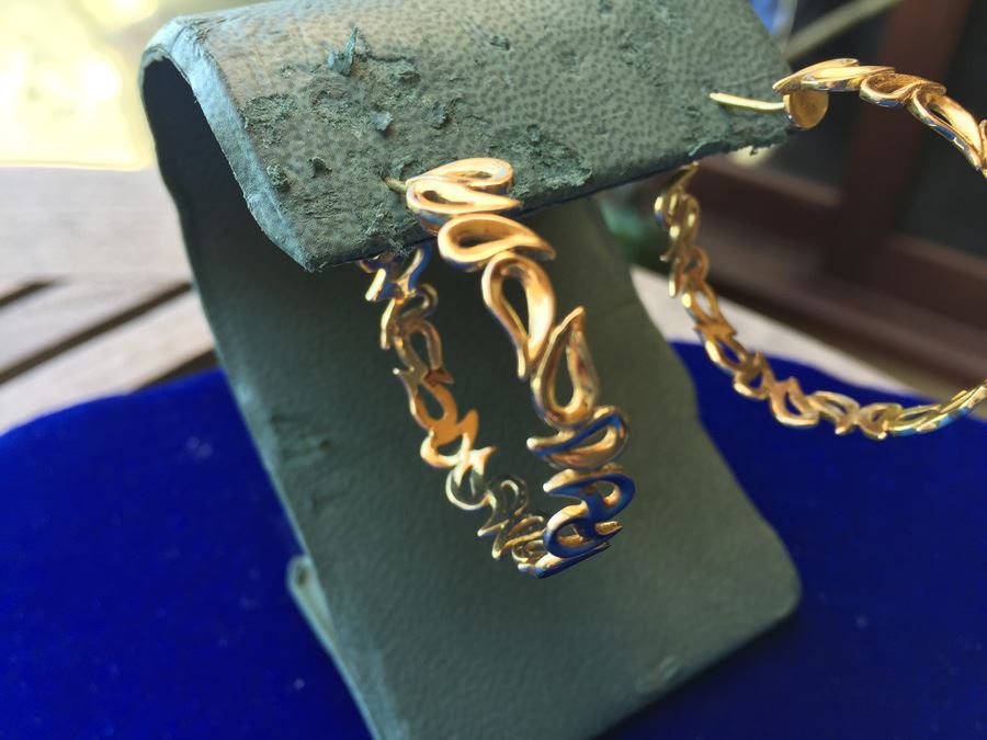 18k Gold Modernist Free Form Earrings 11.6g [Photo 4]