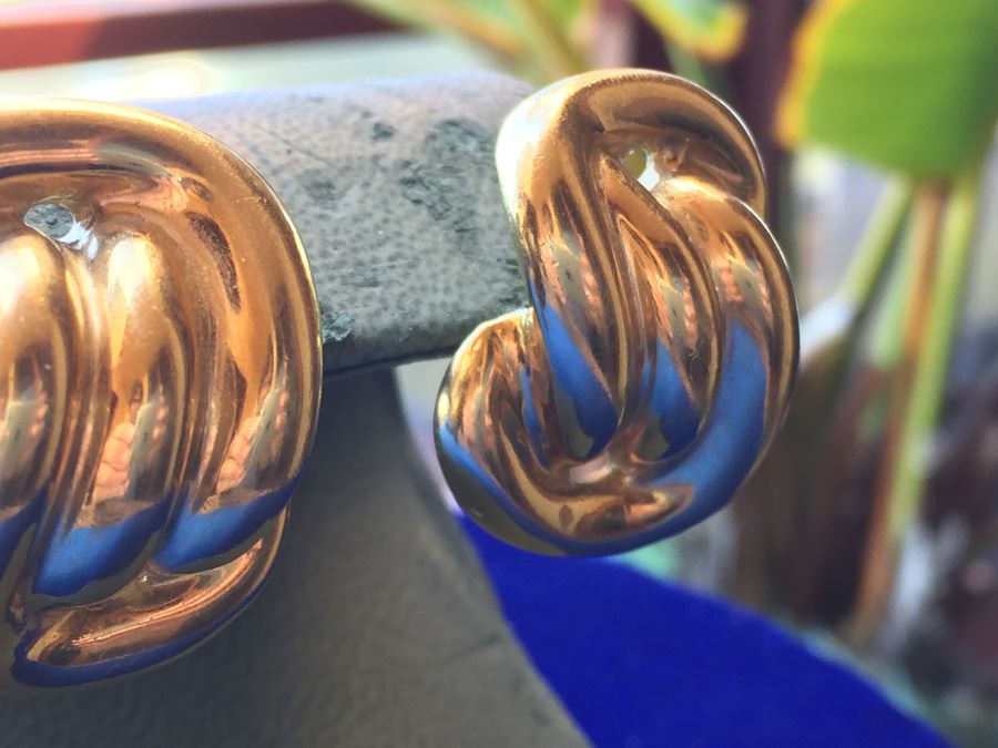 18k Yellow Gold Mid Century Earrings HEAVY Wt:28.4g [Photo 5]