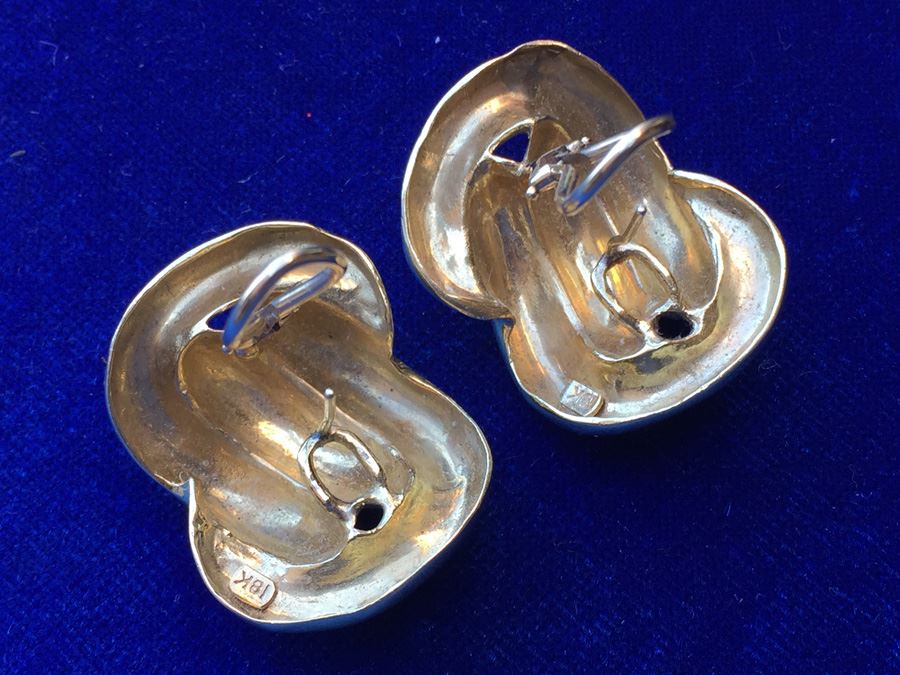 18k Yellow Gold Mid Century Earrings HEAVY Wt:28.4g [Photo 6]