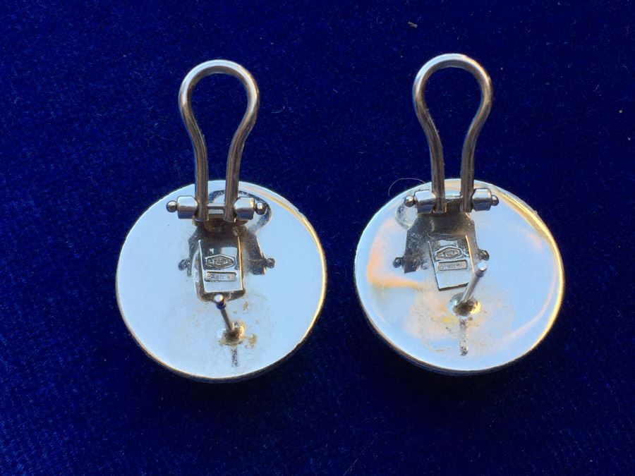 18k White Gold Button Style Earrings Wt:10.5g [Photo 6]