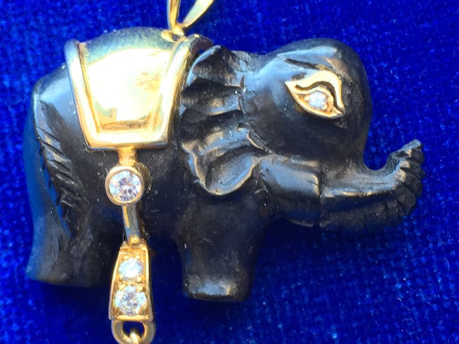 18k Gold Diamond & Pink Tourmaline Elephant Pin/Pendant Combo Wt:8.7g [Photo 6]