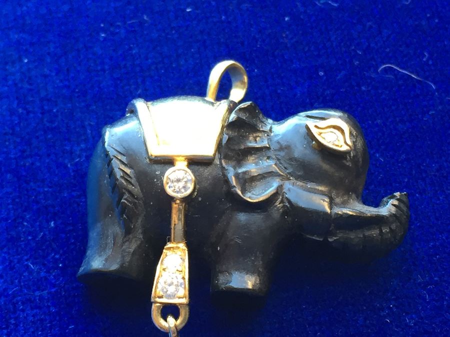 18k Gold Diamond & Pink Tourmaline Elephant Pin/Pendant Combo Wt:8.7g [Photo 10]