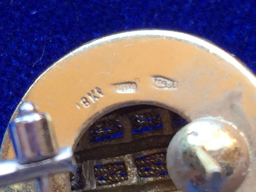 18k Gold Italian Ribbed Rope Earrings Wt:13.9g [Photo 9]