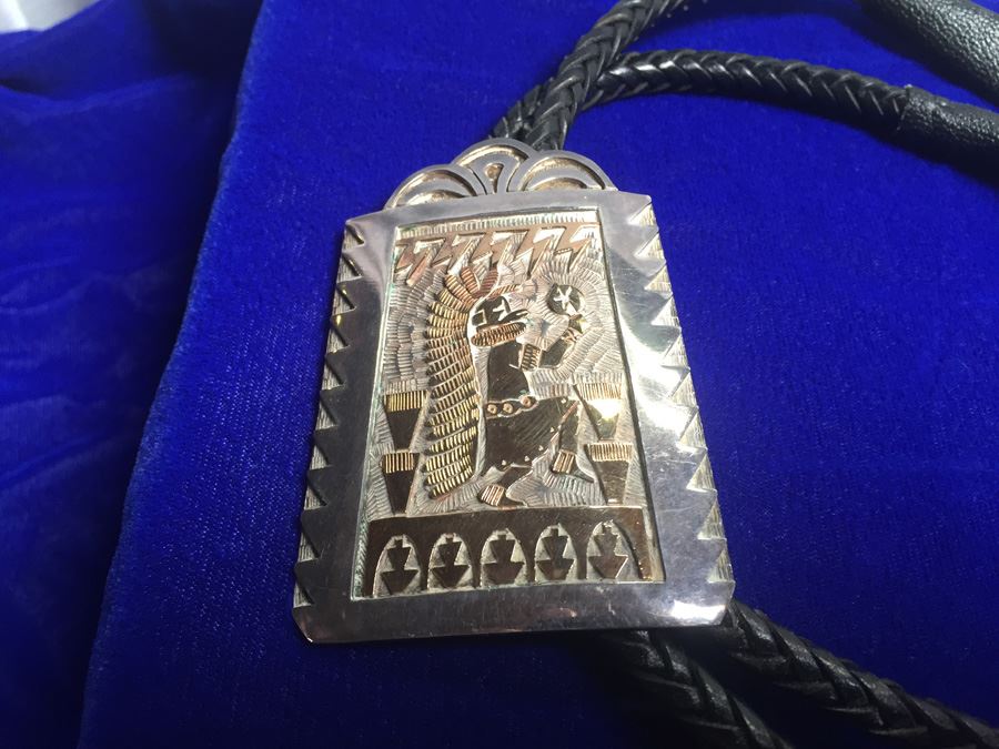 14k Gold & Sterling Silver Watson Honanie Hopi Bolo Wt:60.1g [Photo 4]