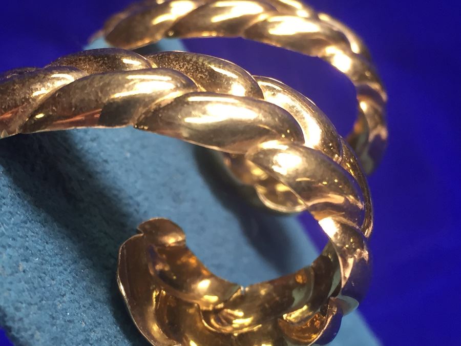 Large 18k Gold Braid Earrings Wt:14.4g [Photo 6]