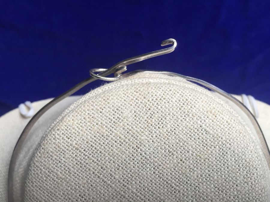 Sterling Silver Choker W/ Beautiful Tahitian Pearl Enhancer Wt:20.4g [Photo 7]