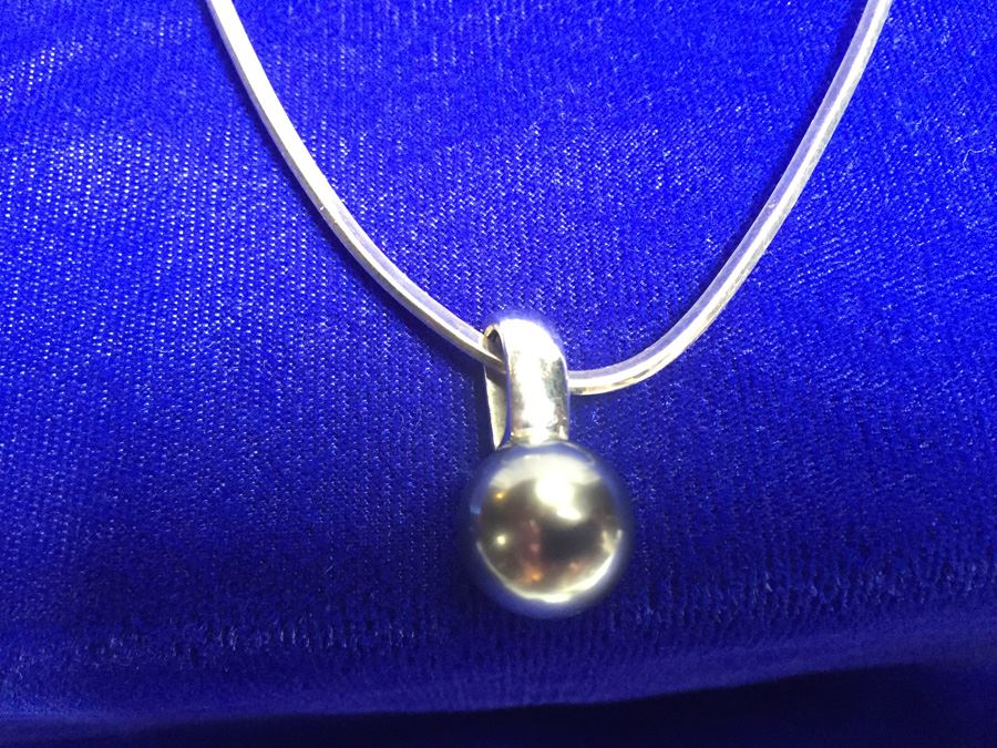 Sterling Silver Choker W/ Beautiful Tahitian Pearl Enhancer Wt:20.4g [Photo 2]