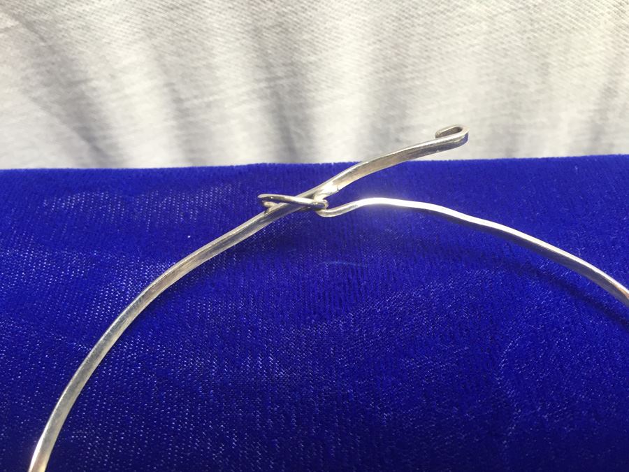 Sterling Silver Choker W/ Beautiful Tahitian Pearl Enhancer Wt:20.4g [Photo 3]