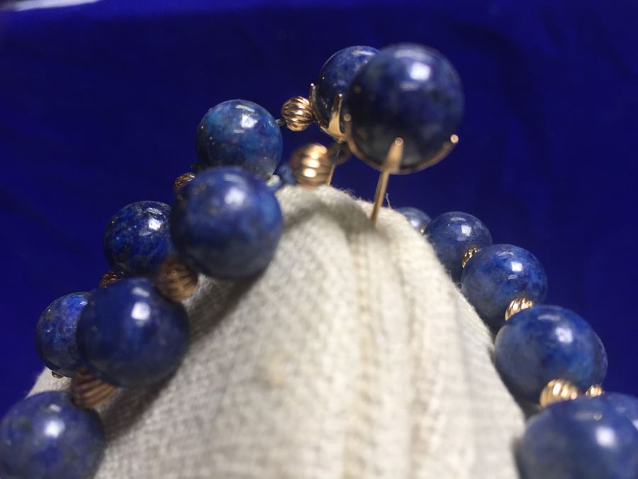 14k Gold Lapis Lazuli Beads Wt:13.7g [Photo 7]