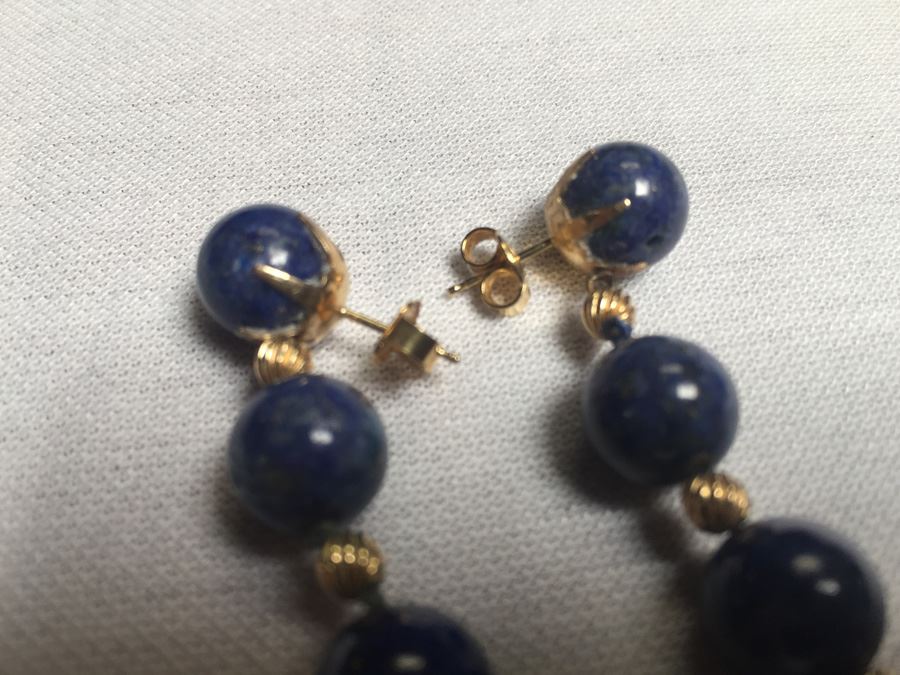 14k Gold Lapis Lazuli Beads Wt:13.7g [Photo 16]