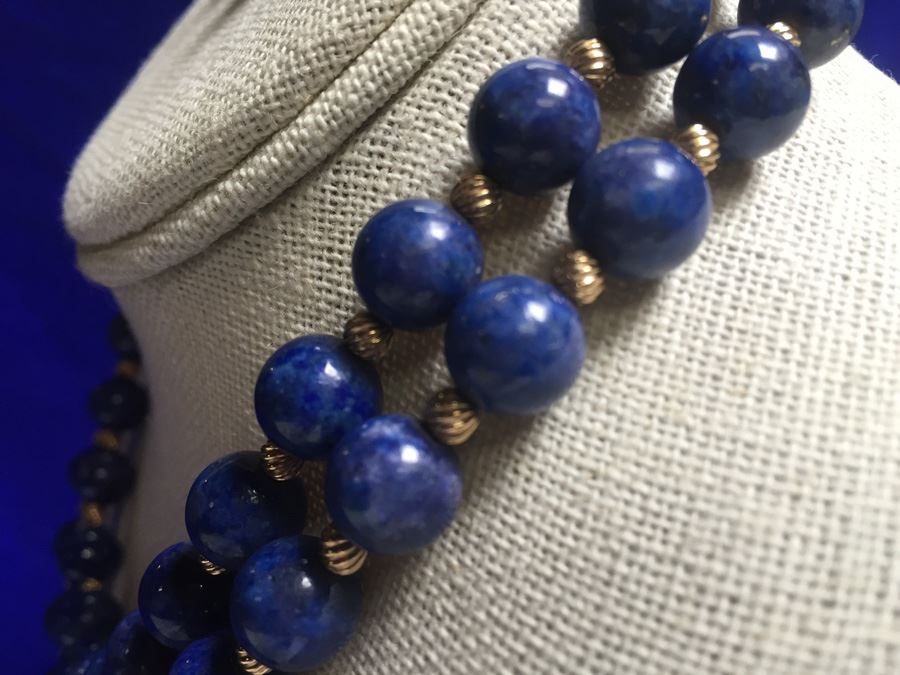 14k Gold Lapis Lazuli Beads Wt:13.7g [Photo 10]