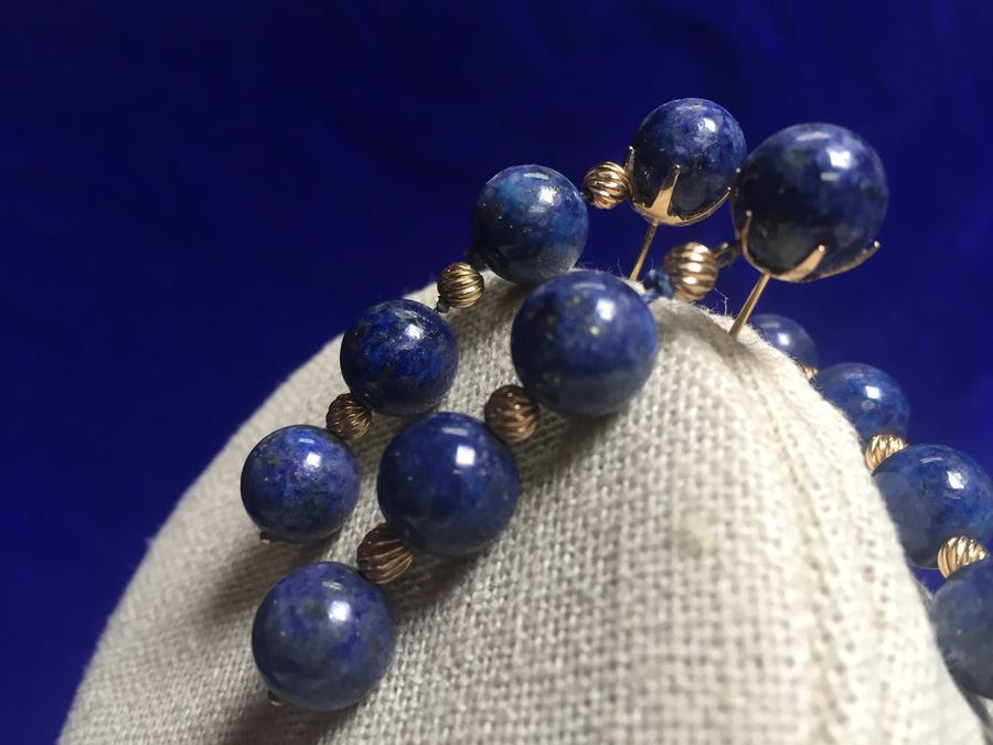 14k Gold Lapis Lazuli Beads Wt:13.7g [Photo 8]