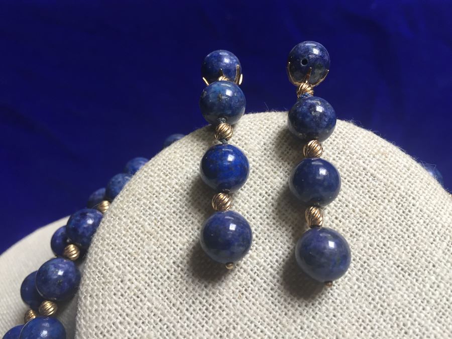 14k Gold Lapis Lazuli Beads Wt:13.7g [Photo 5]