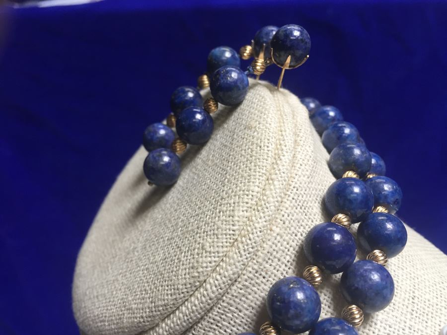 14k Gold Lapis Lazuli Beads Wt:13.7g [Photo 6]