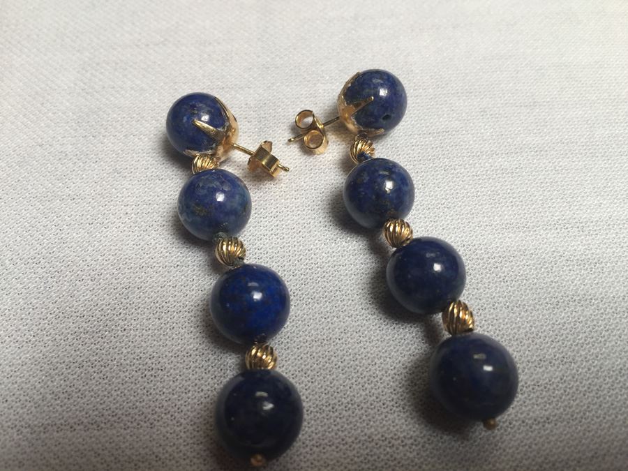 14k Gold Lapis Lazuli Beads Wt:13.7g [Photo 17]