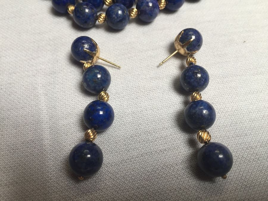 14k Gold Lapis Lazuli Beads Wt:13.7g [Photo 15]