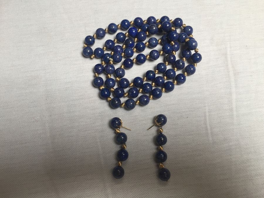 14k Gold Lapis Lazuli Beads Wt:13.7g [Photo 13]