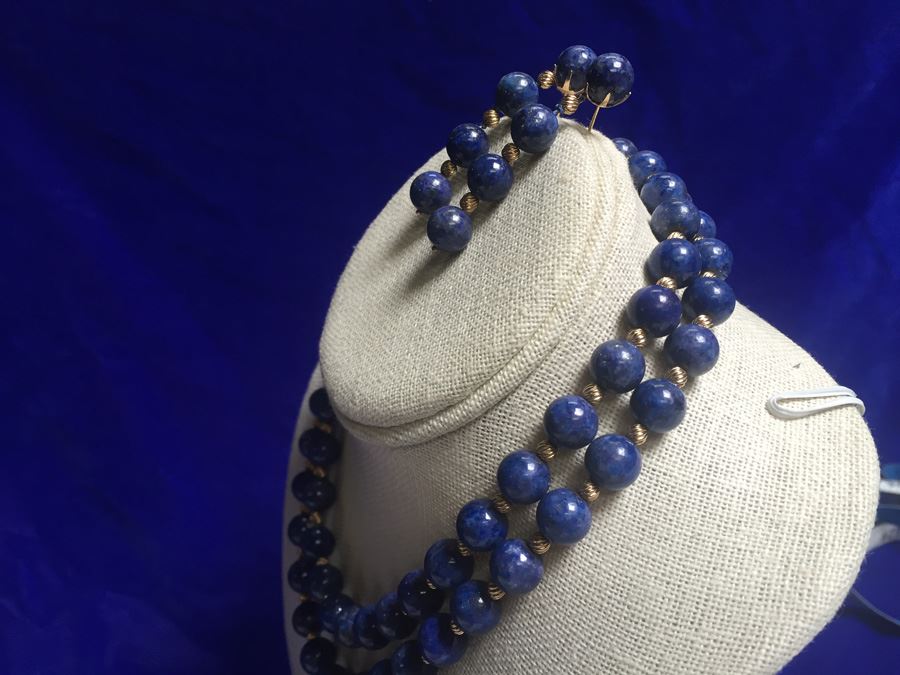 14k Gold Lapis Lazuli Beads Wt:13.7g [Photo 12]