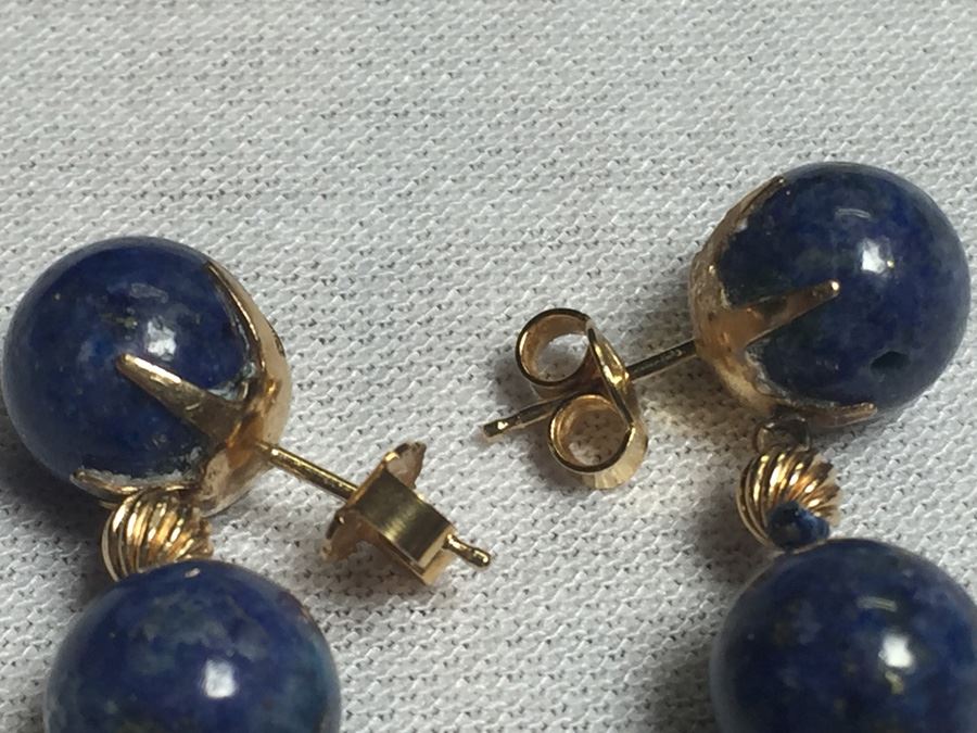 14k Gold Lapis Lazuli Beads Wt:13.7g [Photo 18]