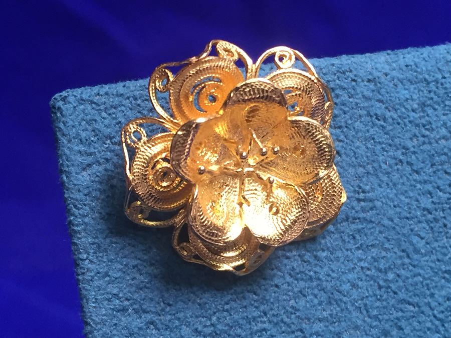 22k Gold Flower Earrings Wt:11.8g [Photo 5]