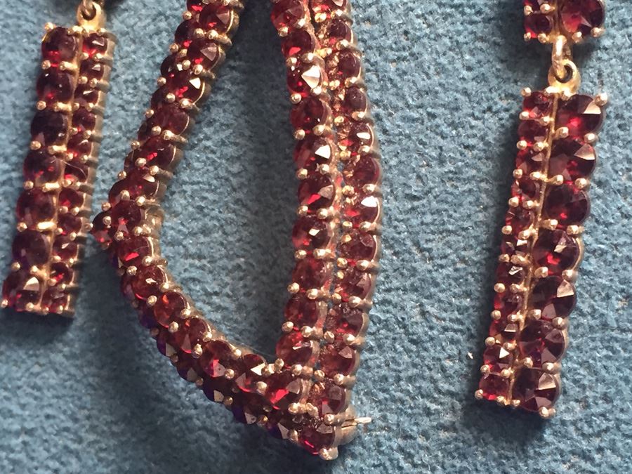 Antique Bohemian Garnet Pin & Drop Earrings Wt:13.2g [Photo 11]