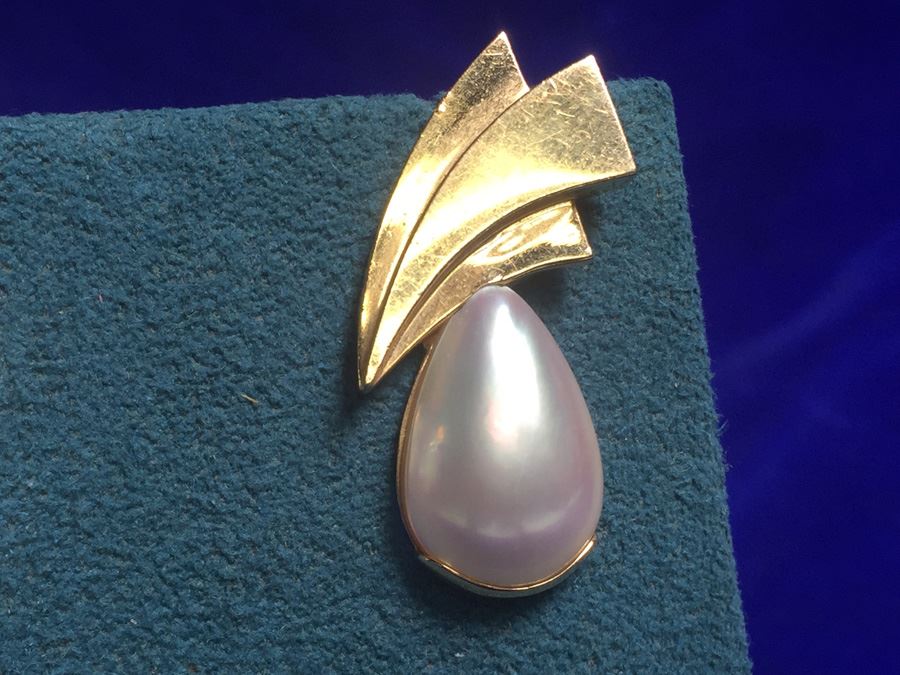 14k Gold Wings Mabe Pearl Wt:10.1g [Photo 5]