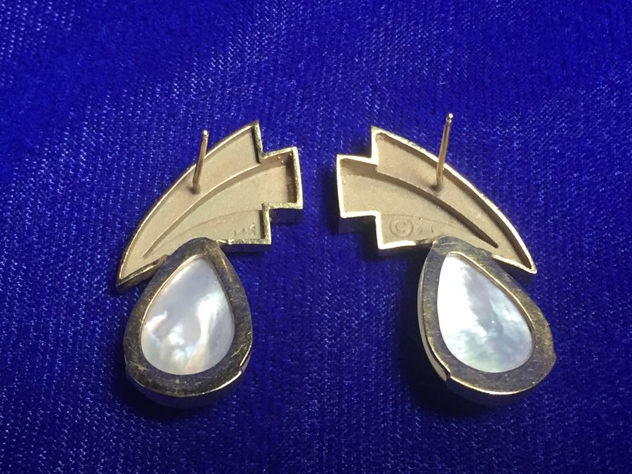 14k Gold Wings Mabe Pearl Wt:10.1g [Photo 9]