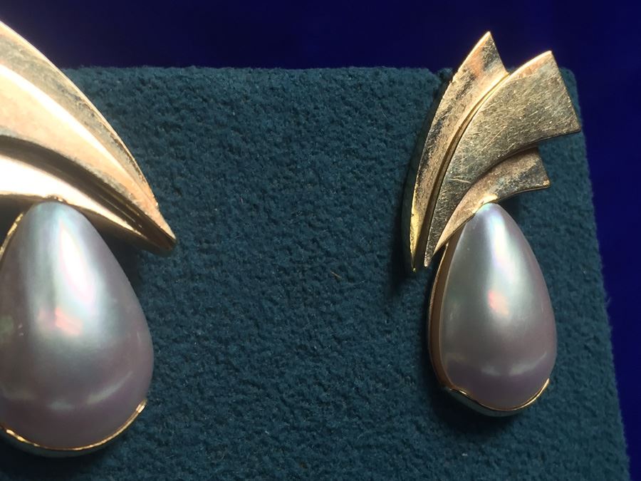 14k Gold Wings Mabe Pearl Wt:10.1g [Photo 8]