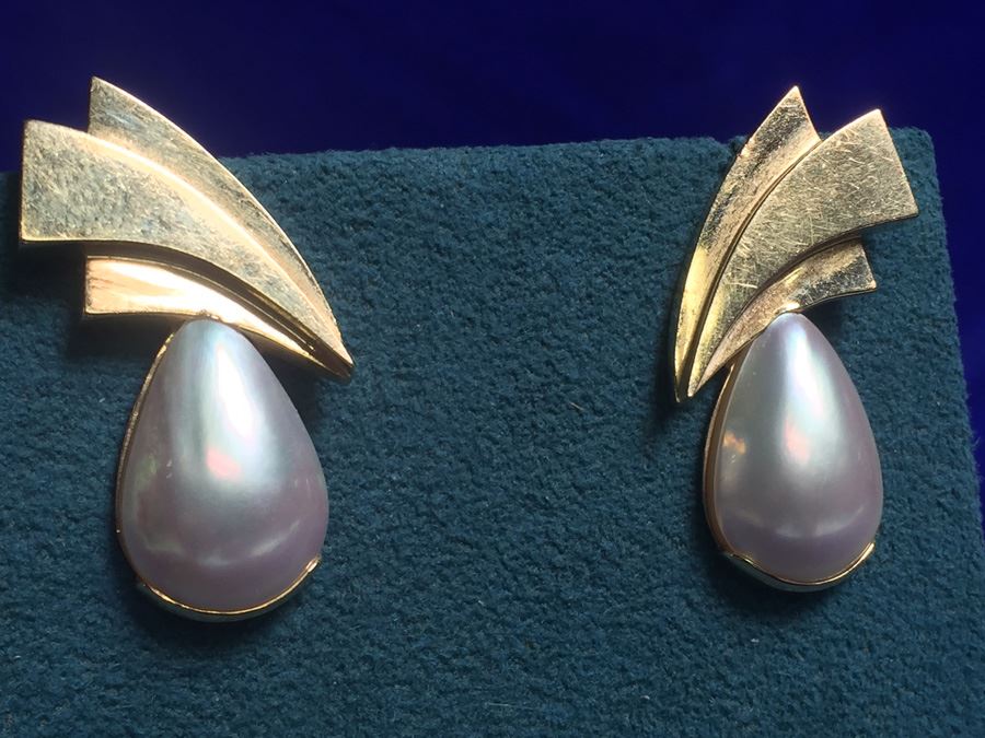 14k Gold Wings Mabe Pearl Wt:10.1g [Photo 6]