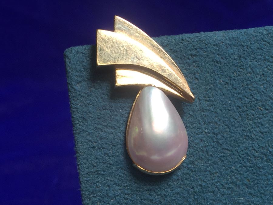 14k Gold Wings Mabe Pearl Wt:10.1g [Photo 4]