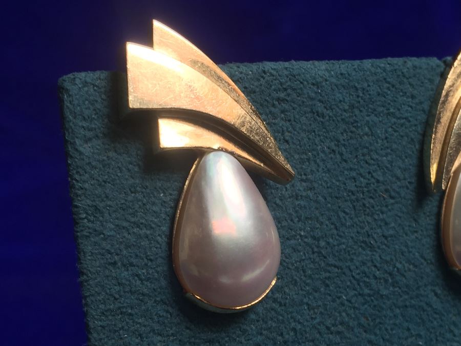 14k Gold Wings Mabe Pearl Wt:10.1g [Photo 7]