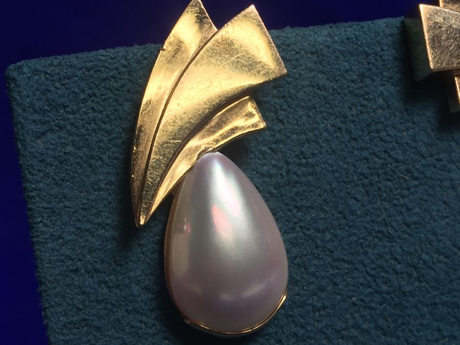 14k Gold Wings Mabe Pearl Wt:10.1g [Photo 2]
