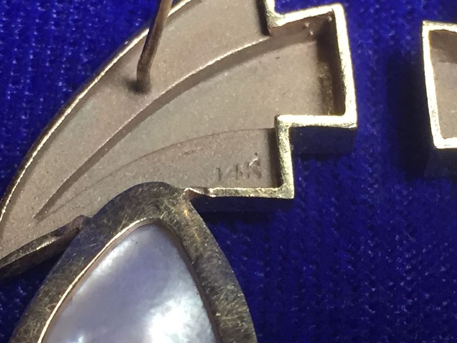 14k Gold Wings Mabe Pearl Wt:10.1g [Photo 11]