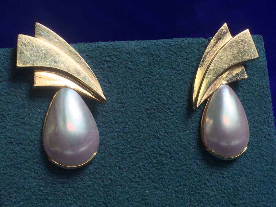 14k Gold Wings Mabe Pearl Wt:10.1g [Photo 3]