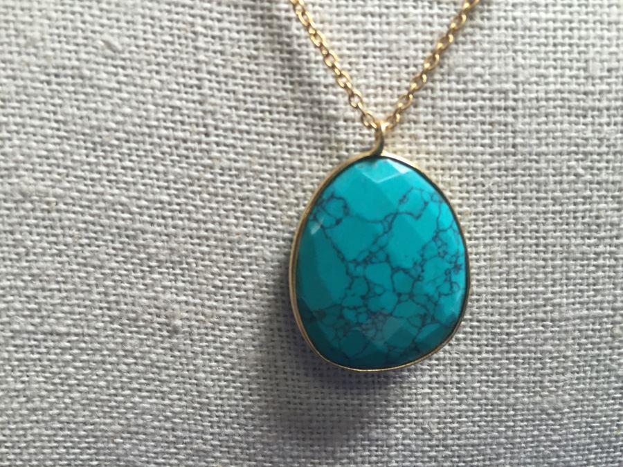 Designer Turqouise Pendant On Vermeil Chain Wt:7.3g [Photo 2]