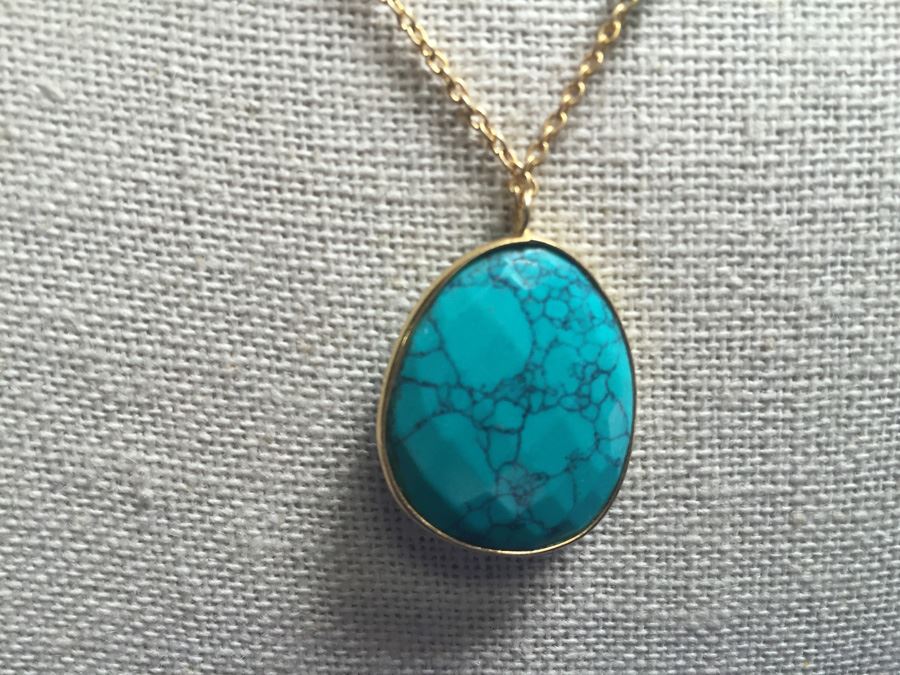 Designer Turqouise Pendant On Vermeil Chain Wt:7.3g [Photo 5]