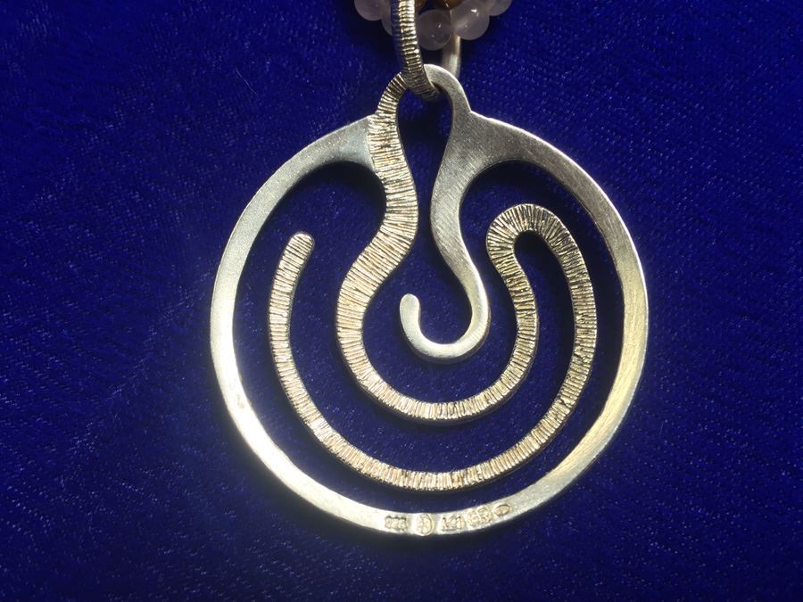 Sterling Silver Modernist Pendant On Geniune Beads Wt:56g [Photo 8]