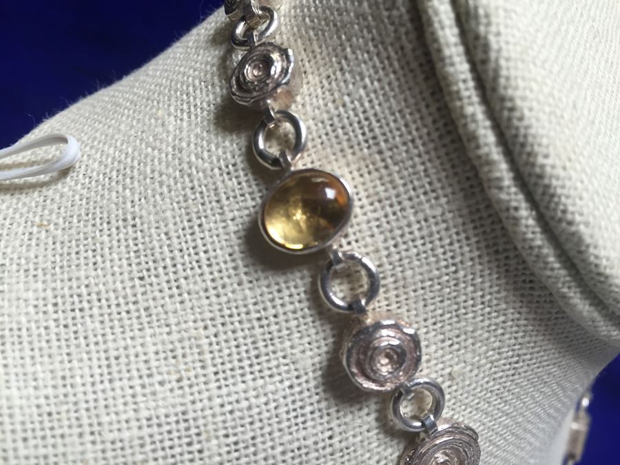 Sterling & 24k Gold Designer Necklace With Multiple Gemstones [Photo 9]