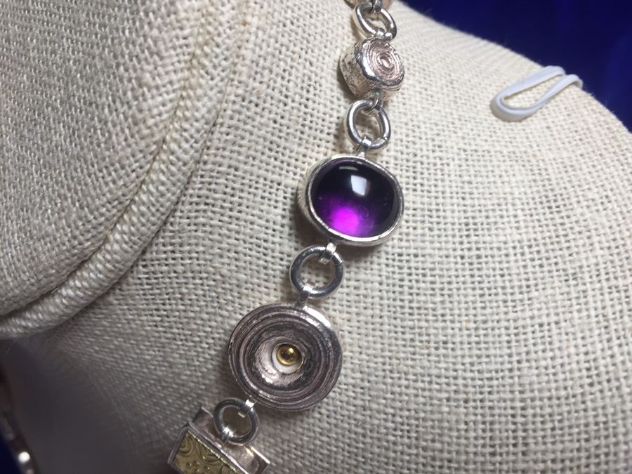 Sterling & 24k Gold Designer Necklace With Multiple Gemstones [Photo 10]