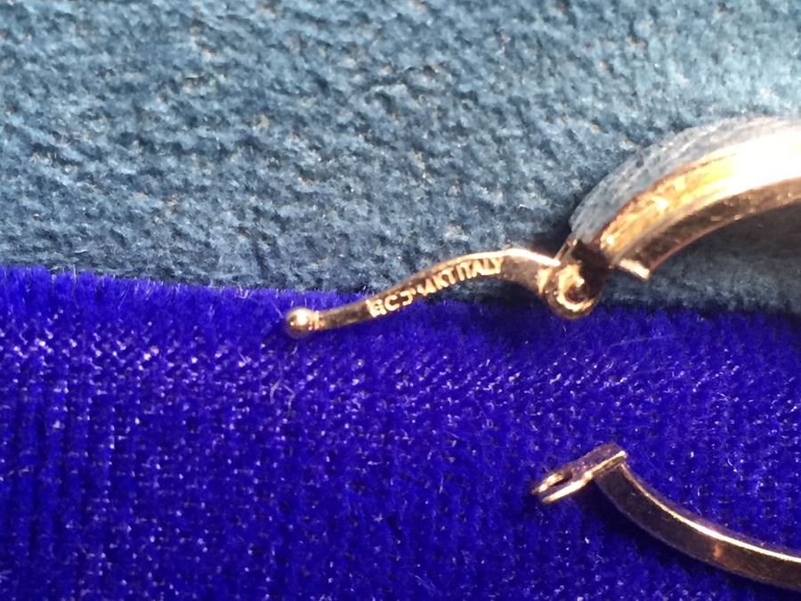 14k Gold Two Toned Italian Earrings Wt:2.2g [Photo 3]