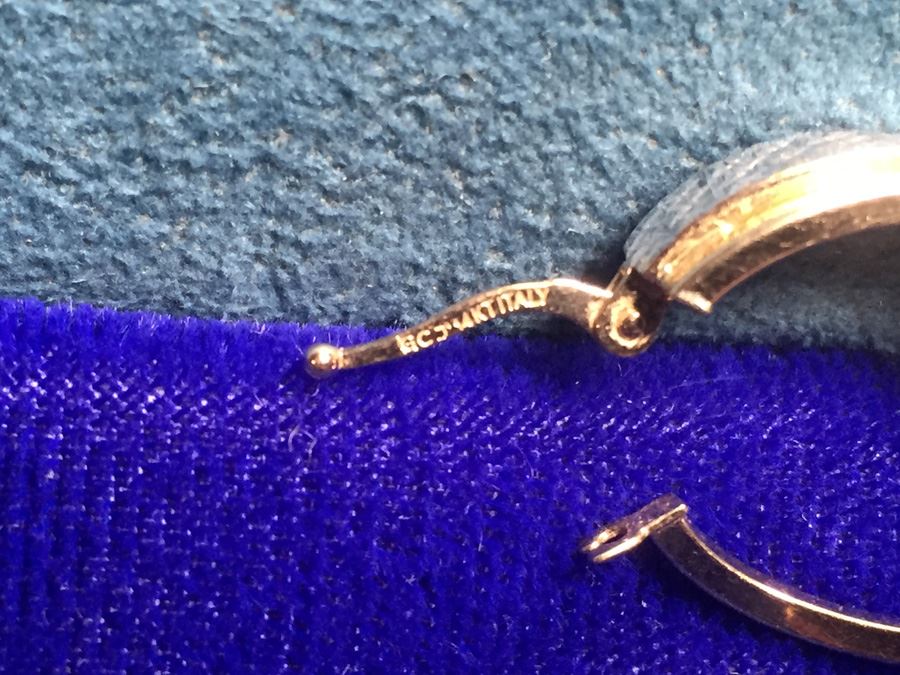 14k Gold Two Toned Italian Earrings Wt:2.2g [Photo 8]