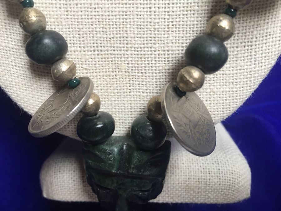 Guatamalan Ethnic Necklace W/ Carved Stone Head [Photo 9]