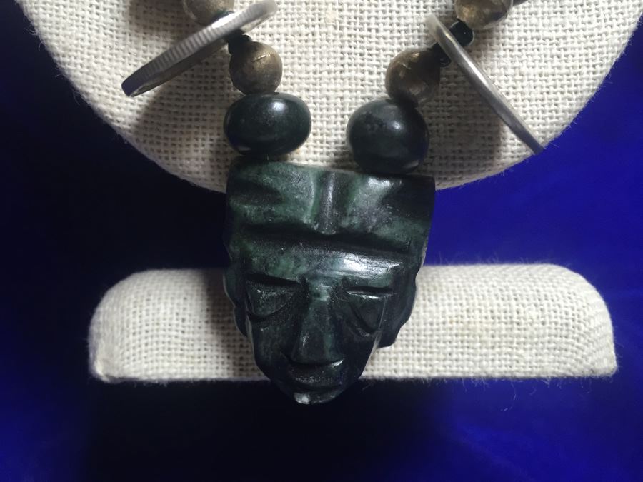 Guatamalan Ethnic Necklace W/ Carved Stone Head [Photo 2]
