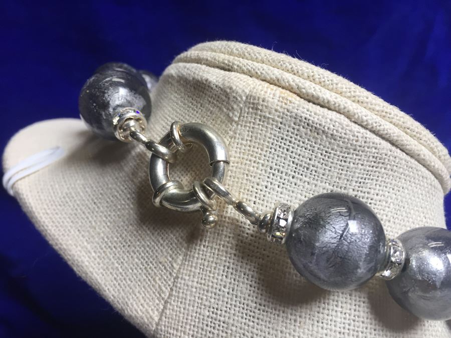 Art Glass Beads Rhinestone W/ Matching Earrings [Photo 7]