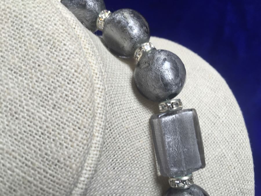 Art Glass Beads Rhinestone W/ Matching Earrings [Photo 5]