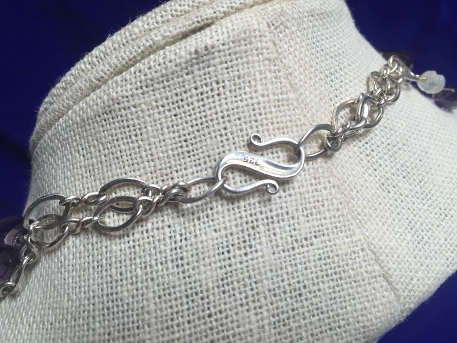 Moon Stone and Tumbled Amethyst Necklace 56.3g [Photo 9]