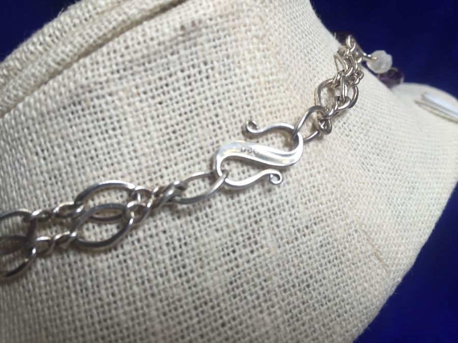 Moon Stone and Tumbled Amethyst Necklace 56.3g [Photo 8]